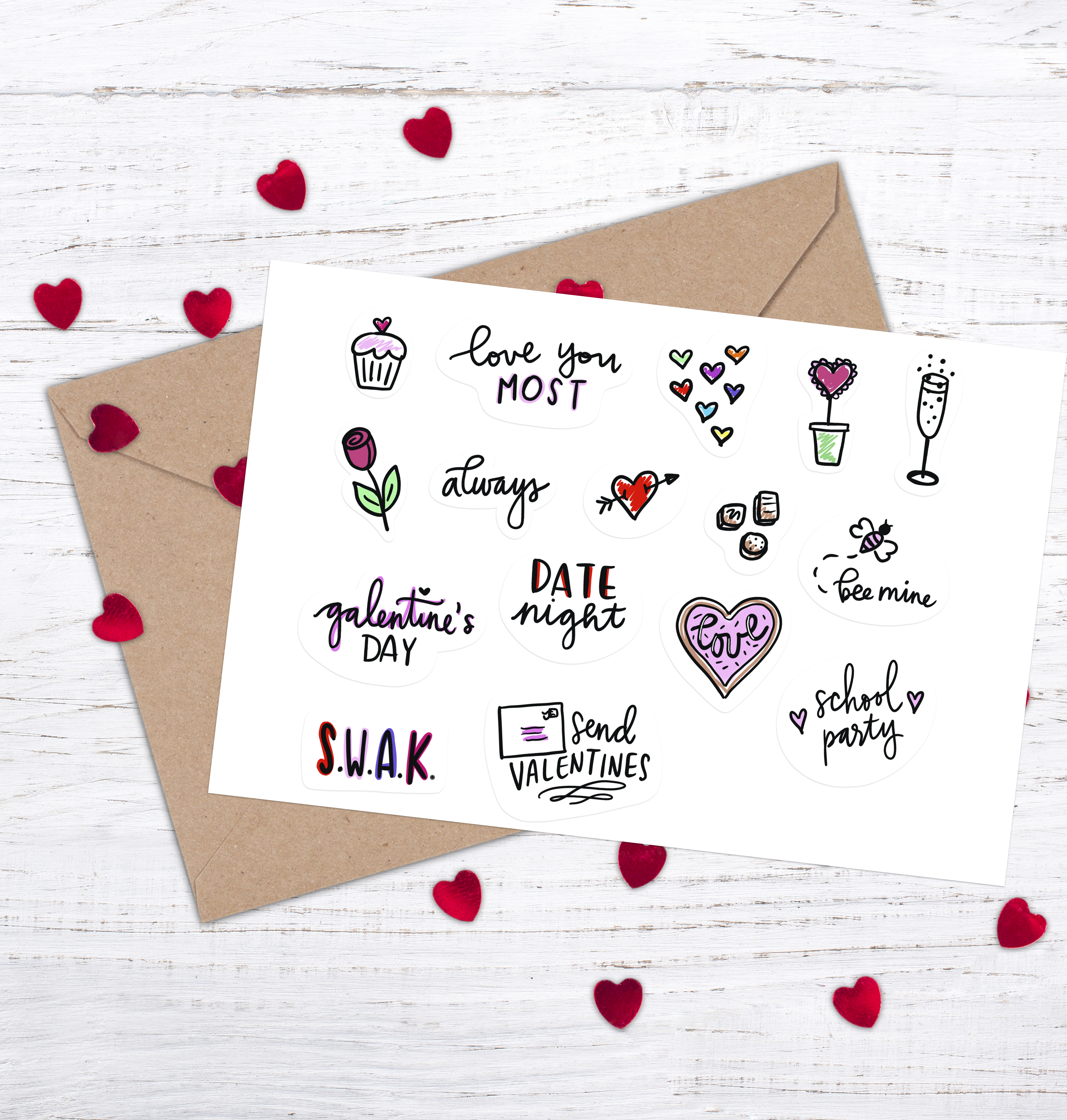 Free Printable Valentine Stickers - Pineapple Paper Co.